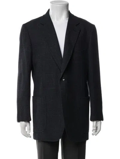 Pre-owned Tom Ford Wool Plaid Print Blazer In Blue