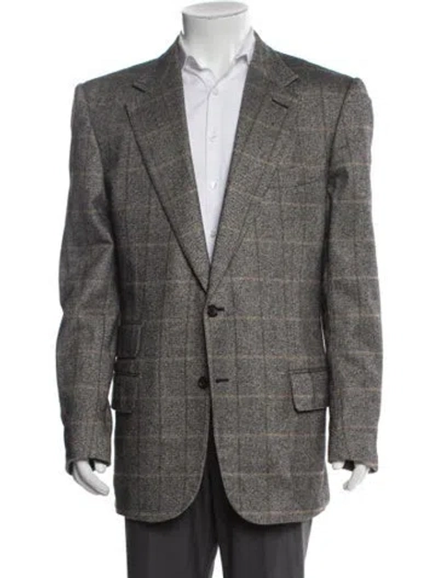 Pre-owned Tom Ford Wool Plaid Print Blazer In Brown