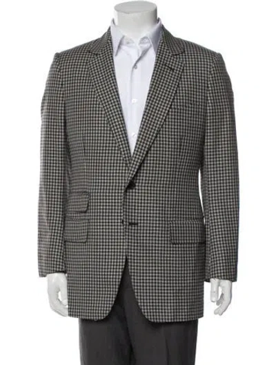 Pre-owned Tom Ford Wool Plaid Print Blazer In Gray