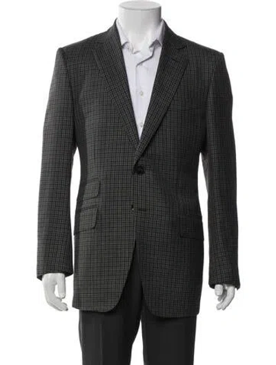 Pre-owned Tom Ford Wool Plaid Print Blazer In Gray