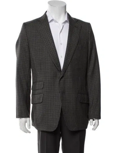 Pre-owned Tom Ford Wool Plaid Print Blazer In Gray