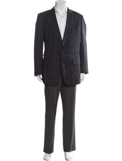 Pre-owned Tom Ford Wool Plaid Print Sport Coat In Gray