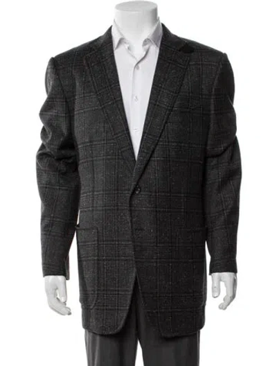 Pre-owned Tom Ford Wool Plaid Print Sport Coat In Grey