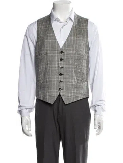 Pre-owned Tom Ford Wool Plaid Print Suit Vest In Gray