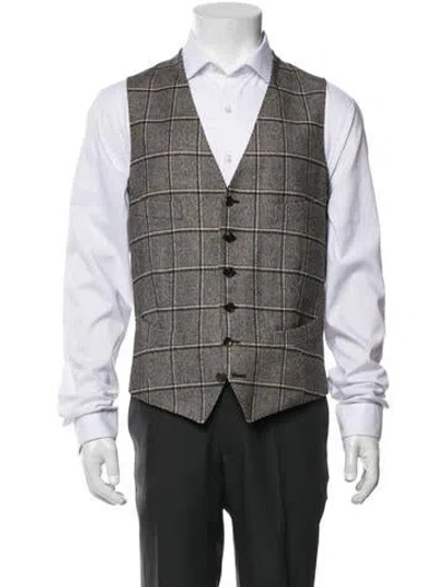 Pre-owned Tom Ford Wool Plaid Print Suit Vest In Multicolor