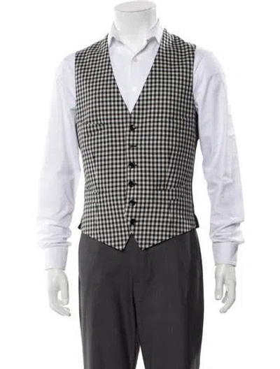Pre-owned Tom Ford Wool Plaid Print Suit Vest W/ Tags In Black