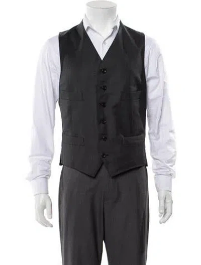 Pre-owned Tom Ford Wool Plaid Print Suit Vest W/ Tags In Gray