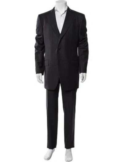 Pre-owned Tom Ford Wool Plaid Print Three-piece Suit In Black
