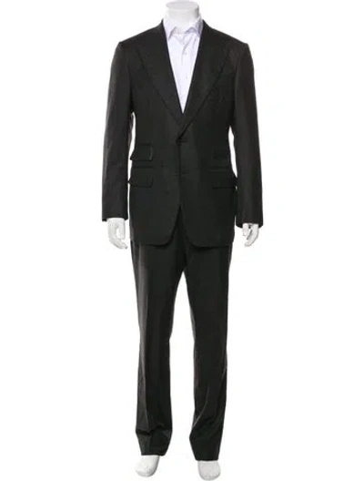 Pre-owned Tom Ford Wool Plaid Print Two-piece Suit In Black