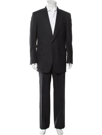 Pre-owned Tom Ford Wool Plaid Print Two-piece Suit In Black