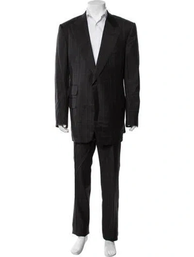 Pre-owned Tom Ford Wool Plaid Print Two-piece Suit In Black