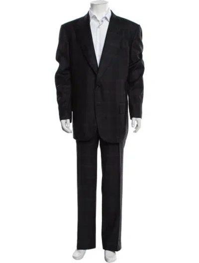 Pre-owned Tom Ford Wool Plaid Print Two-piece Suit In Black
