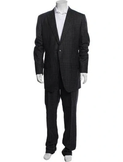 Pre-owned Tom Ford Wool Plaid Print Two-piece Suit In Black