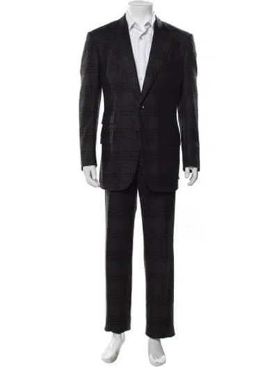 Pre-owned Tom Ford Wool Plaid Print Two-piece Suit In Black/grey