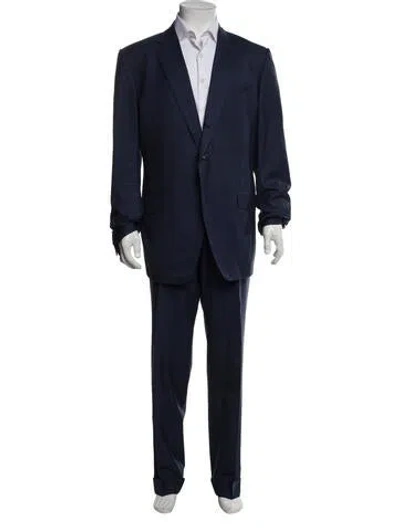 Pre-owned Tom Ford Wool Plaid Print Two-piece Suit In Blue