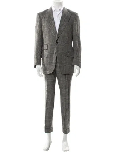 Pre-owned Tom Ford Wool Plaid Print Two-piece Suit In Gray