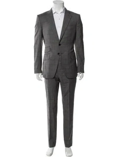 Pre-owned Tom Ford Wool Plaid Print Two-piece Suit In Gray