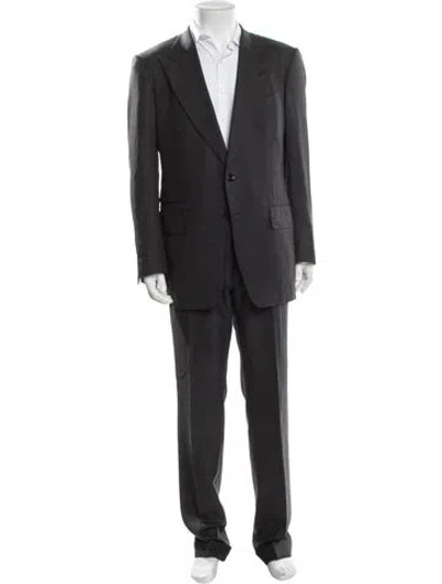 Pre-owned Tom Ford Wool Plaid Print Two-piece Suit In Gray