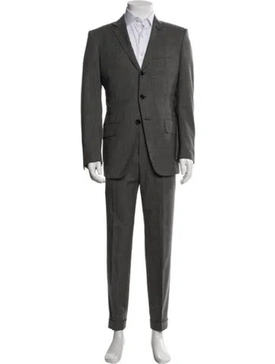 Pre-owned Tom Ford Wool Plaid Print Two-piece Suit In Grey