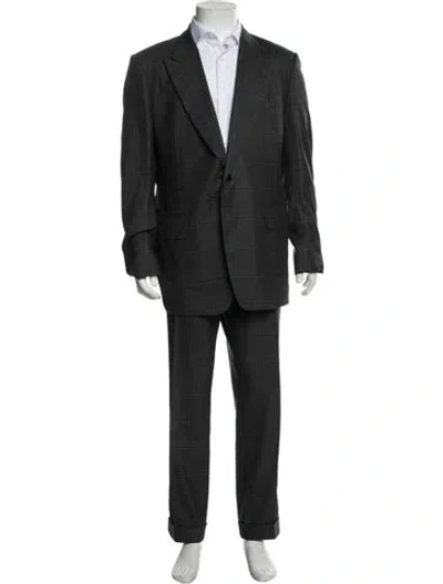 Pre-owned Tom Ford Wool Plaid Print Two-piece Suit In Grey