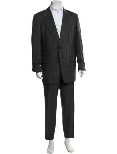 Pre-owned Tom Ford Wool Plaid Print Two-piece Suit In Grey