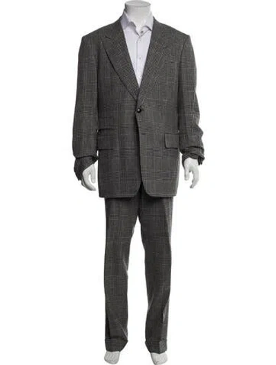 Pre-owned Tom Ford Wool Plaid Print Two-piece Suit In White