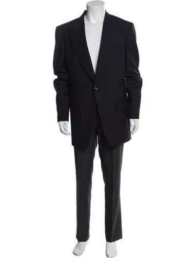 Pre-owned Tom Ford Wool Pleated Accents Blazer In Black