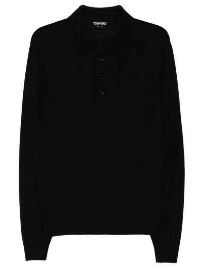 Tom Ford Wool Polo In Black