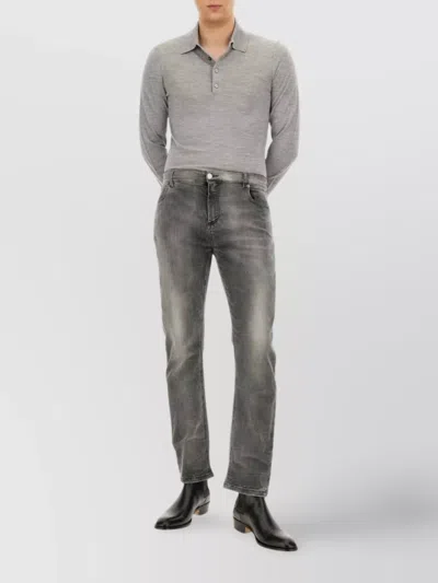 Tom Ford Wool Polo Collar Sweater In Grey