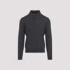 Tom Ford Premium Grey Wool Polo T-shirt In Dark Grey Melange