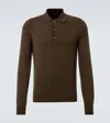 Tom Ford Tobacco Silk And Cashmere Long-sleeved Polo Shirt