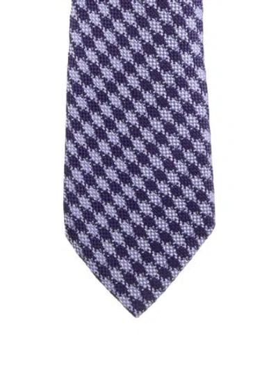 Pre-owned Tom Ford Wool Printed Tie In Blue
