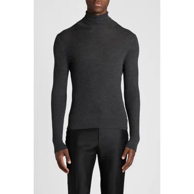 TOM FORD TOM FORD WOOL, SILK & CASHMERE RIB TURTLENECK SWEATER