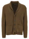Tom Ford Ribbed Texture Shawl Collar Front Pockets In Brown