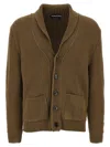 Tom Ford Ribbed Texture Shawl Collar Front Pockets In Brown