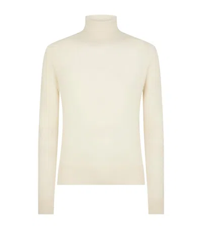 Tom Ford Wool-silk-cashmere Rollneck Sweater In White