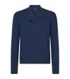 Tom Ford Slim-fit Shawl-collar Ribbed Merino Wool-blend Half-placket Sweater In Blue