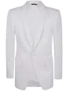 Tom Ford Wool Silk Sharp Faille Slim Shawl Lapel Jacket In White