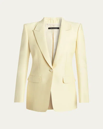Tom Ford Wool Silk Single-breasted Jacket In Neutral