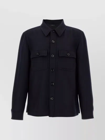 TOM FORD WOOL SPLIT OVERSHIRT CHEST POCKETS