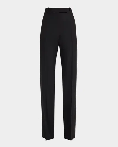 Tom Ford Wool Stretch Straight-leg Trousers In Black