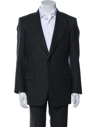 Pre-owned Tom Ford Wool Striped Blazer In Gray