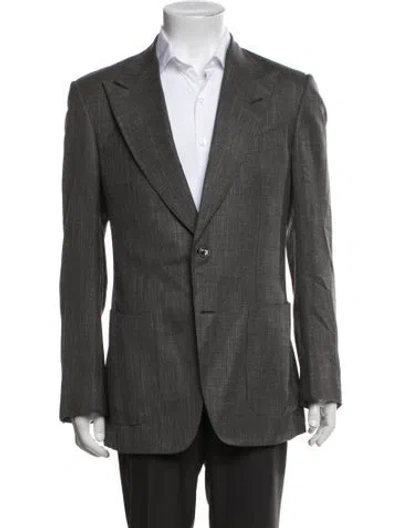 Pre-owned Tom Ford Wool Striped Blazer In Green