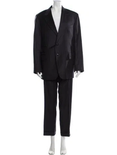 Pre-owned Tom Ford Wool Striped Pant Set In Black
