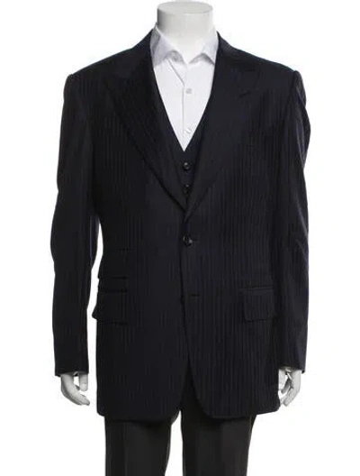 Pre-owned Tom Ford Wool Striped Suit Vest In Black