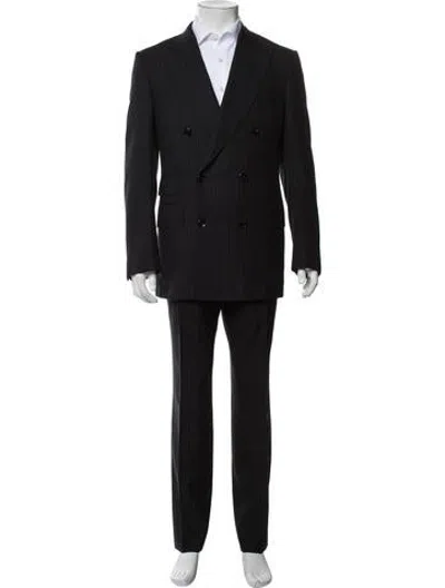 Pre-owned Tom Ford Wool Striped Two-piece Suit In Black