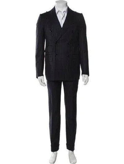 Pre-owned Tom Ford Wool Striped Two-piece Suit In Blue