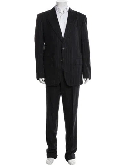 Pre-owned Tom Ford Wool Striped Two-piece Suit In Blue