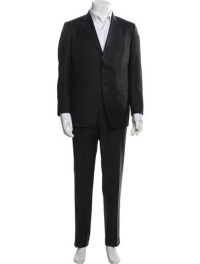 Pre-owned Tom Ford Wool Striped Two-piece Suit In Gray