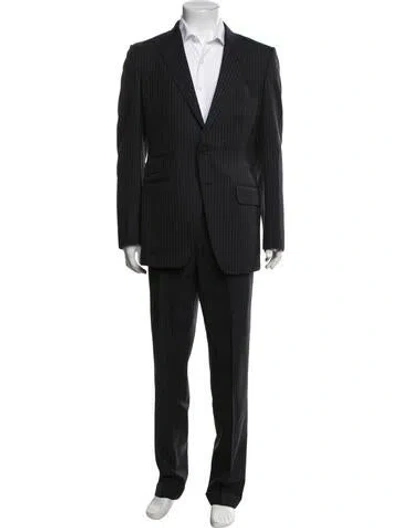 Pre-owned Tom Ford Wool Striped Two-piece Suit Vest In Black